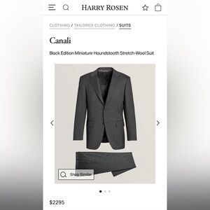 NEW men’s CANALI ITALIAN 50R suit. Black/Charcoal Grey. 40” waist